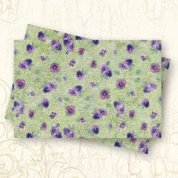 Watercolor Floral Spring Purple Pansy Decoupage