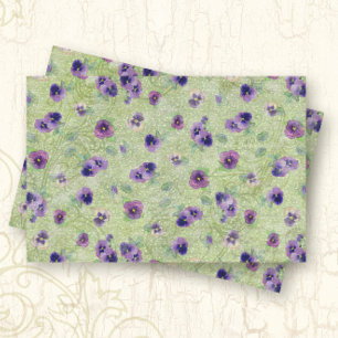 Watercolor Floral Spring Purple Pansy Decoupage Tissue Paper