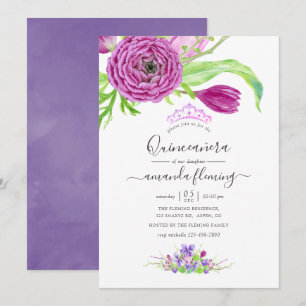 Watercolor Floral Spring Quinceañera Invitation
