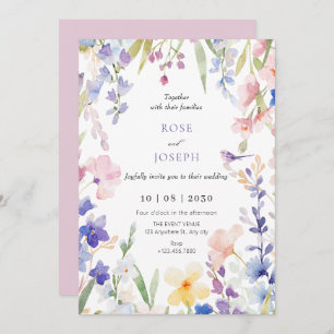 Watercolor floral spring wedding invitation