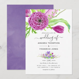 Watercolor Floral Spring Wedding Invitation