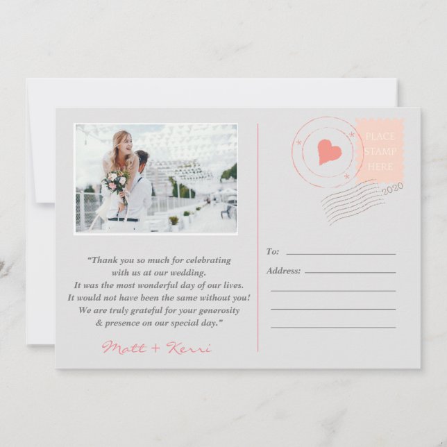 Watercolor floral spring wedding invitations, pink invitation (Back)