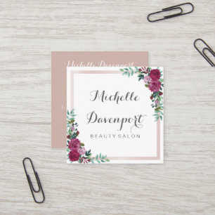 Watercolor floral square business card