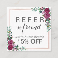 Watercolor floral square elegant referral card
