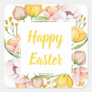 watercolor floral square sticker