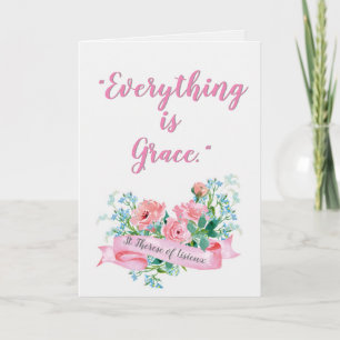 Watercolor Floral St. Therese of Lisieux  Quote Card