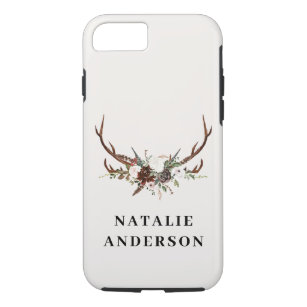 Watercolor floral stag antlers fall rustic Case-Mate iPhone case