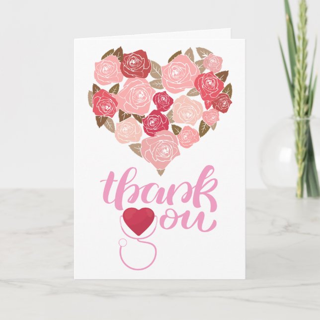 Watercolor Floral Stethoscope Nurse Thank You (Front)