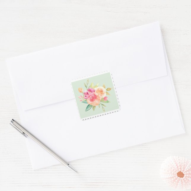 Watercolor Floral Sticker (Envelope)