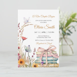 Watercolor Floral Storybook Baby Shower Invitation