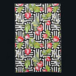 Watercolor Floral Strawberry Geometric Pattern Tea Towel<br><div class="desc">This colourful design features watercolor summer strawberrie floral over a black and white geometric pattern. Perfect as a gift or in your kitchen.
#strawberry #watercolor #pattern #geometric #geometrical #blackandwhite #b&w #floral #botanical #flowers #kitchen #modern #fun #colourful #towels #teatowels #kitchentowels #home #gifts #trendy #stylish #style #elegant #chic</div>