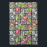 Watercolor Floral Strawberry Geometric Pattern Tea Towel<br><div class="desc">This colourful design features watercolor summer strawberrie floral over a black and white geometric pattern. Perfect as a gift or in your kitchen.
#strawberry #watercolor #pattern #geometric #geometrical #blackandwhite #b&w #floral #botanical #flowers #kitchen #modern #fun #colourful #towels #teatowels #kitchentowels #home #gifts #trendy #stylish #style #elegant #chic</div>