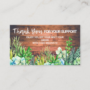 Watercolor Floral Succulent Discount Business Card
