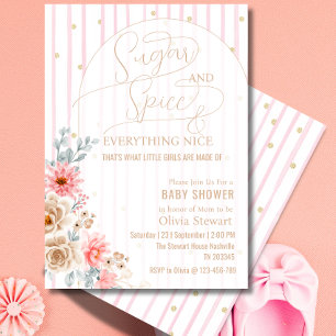 Watercolor Floral Sugar and spice Baby shower Invitation