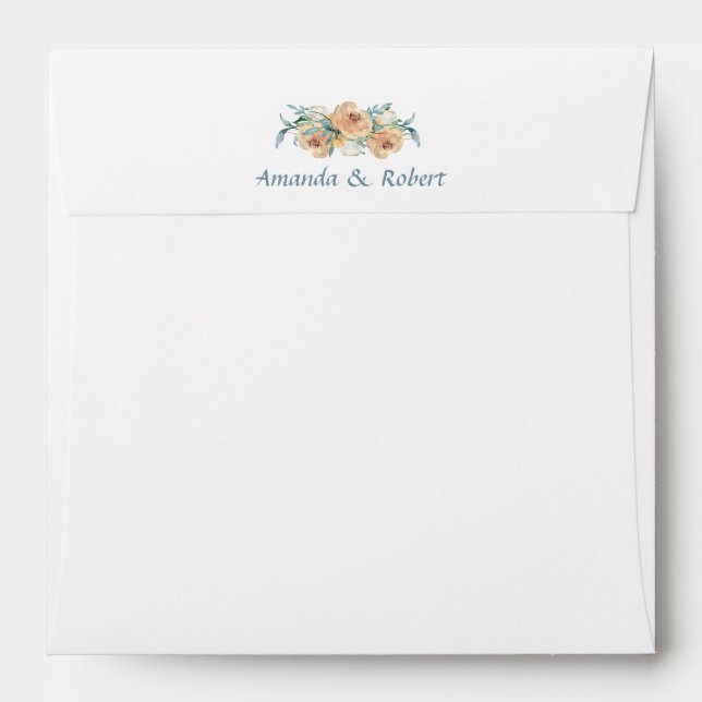 Watercolor Floral Summer Wedding Envelope (Back (Top Flap))