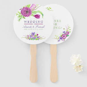 Watercolor Floral Summer Wedding Hand Fan