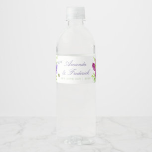Watercolor Floral Summer Wedding Water Bottle Label