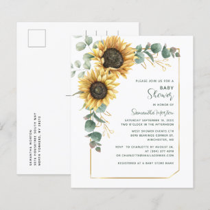 Watercolor Floral Sunflower Baby Shower Invitation