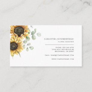 Watercolor Floral Sunflower Bloom Florist Business Card