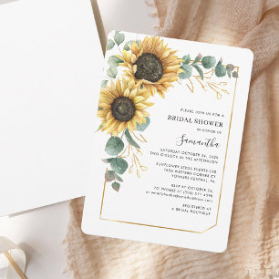Watercolor Floral Sunflower Bridal Shower Invitation