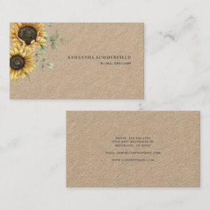 Watercolor Floral Sunflower Eucalyptus Business Card