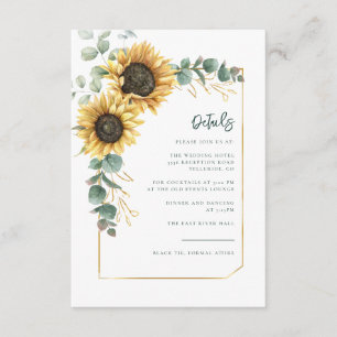 Watercolor Floral Sunflower Wedding Details Enclosure Card