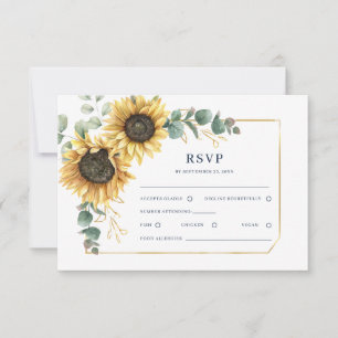 Watercolor Floral Sunflower Wedding RSVP Card