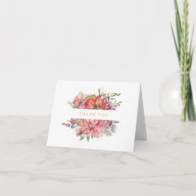 Watercolor Floral Sympathy Thank You  Card (Front)