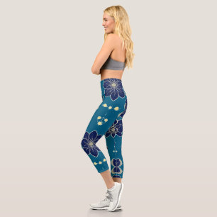 Watercolor Floral Symphony – Seamless Botanical Capri Leggings