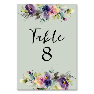 Watercolor Floral Table Number