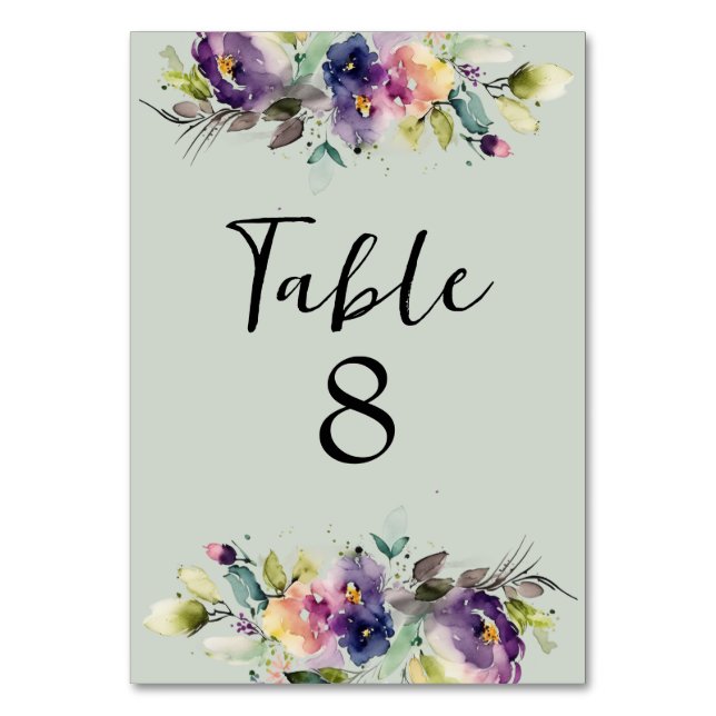 Watercolor Floral Table Number (Front)