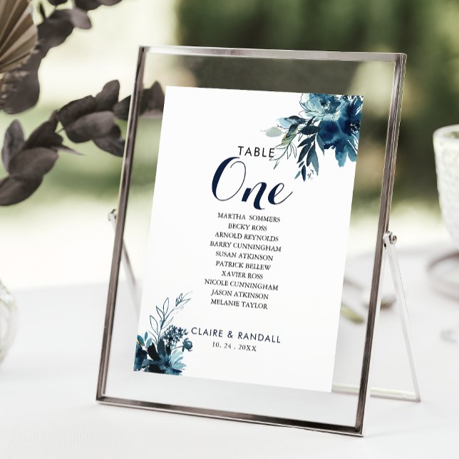 Watercolor Floral Table Number 1 Seating Chart (Creator Uploaded)