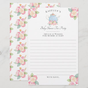 Watercolor Floral Tea Party Baby Shower Advice