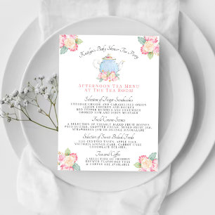 Watercolor Floral Tea Party   Baby Shower Menu