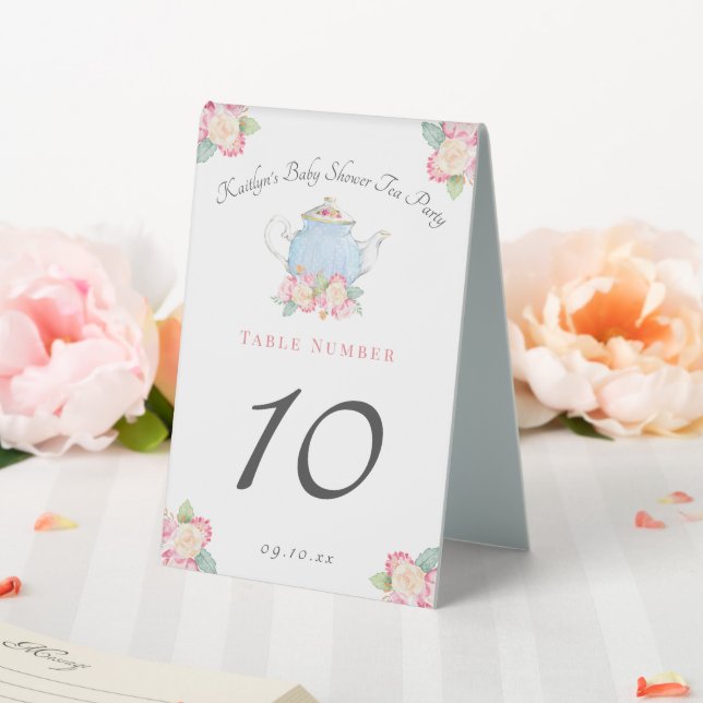 Watercolor Floral Tea Party | Baby Shower Numbers (In SItu (Wedding))