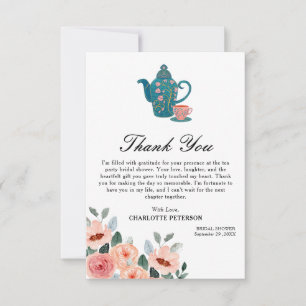 Watercolor Floral Tea Party Bridal Shower Thank You Card