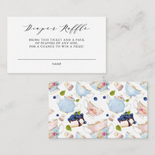 Watercolor Floral Tea Party Diaper Raffle Card II