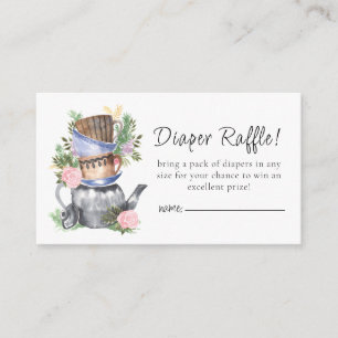 Watercolor Floral Tea Party Diaper Raffle  Enclosure Card