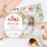 Watercolor Floral Tea Party Girls Birthday Photo Thank You Card<br><div class="desc">Watercolor Floral Tea Party Girls Birthday Photo Thank You Card</div>