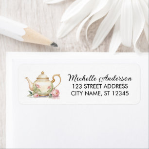 Watercolor Floral Tea Pot Return Address Label