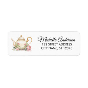 Watercolor Floral Tea Pot Return Address Label
