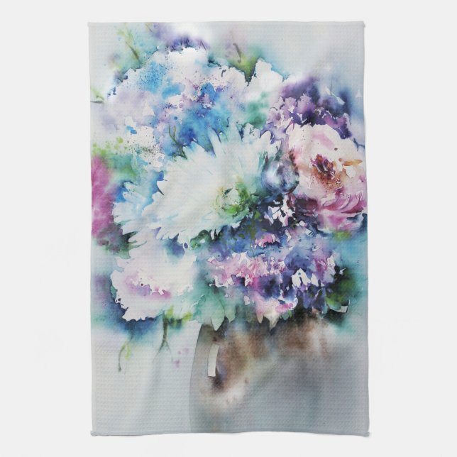 Watercolor Floral Tea Towel (Vertical)