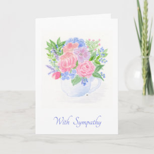 Watercolor Floral Teacup Bouquet SYMPATHY Card