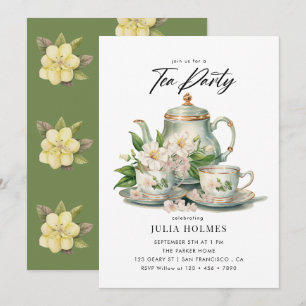 Watercolor Floral Teacup Tea Party Invitation