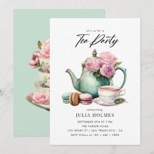 Watercolor Floral Teacup Tea Party Invitation