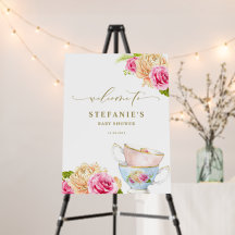 Watercolor Floral Teacups Baby Shower Tea Party