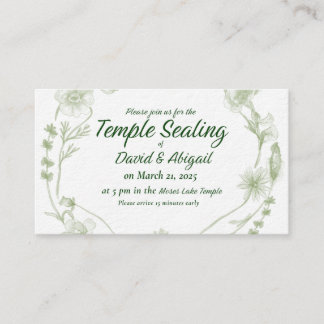 Watercolor floral Temple Sealing Enclosure Card