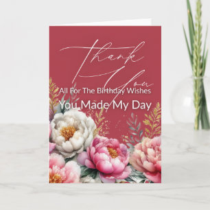 Watercolor Floral Thank You All For The Birthday Card