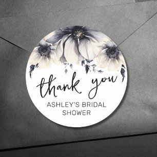 Watercolor Floral Thank You Bridal Shower Classic Round Sticker