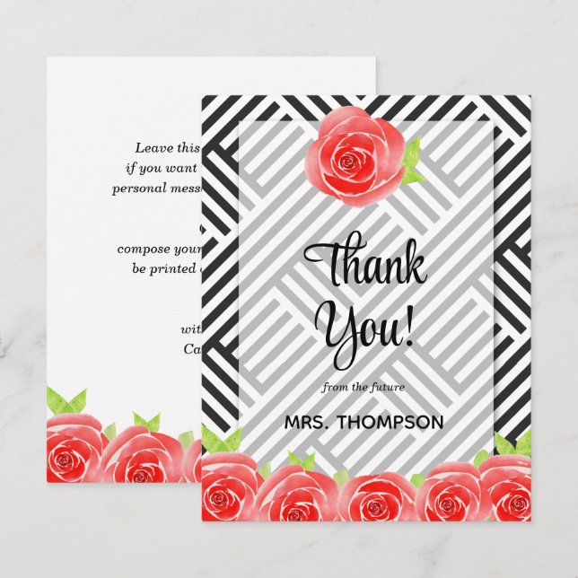 Watercolor Floral Thank You Card (Front/Back)